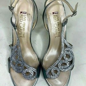 Live From The Red Carpet Womens Heel Rhinestone Silver Shoes Cocktail Party 8.5B